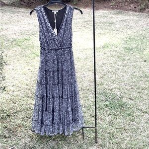 Floral Maxi Dress in Black and Blue